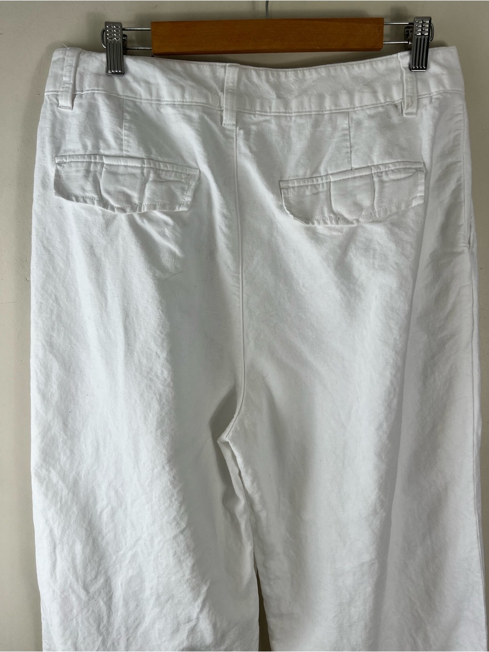 Gap White Linen Cotton Blend Pleated Trouser Wide Leg High Rise Pant SZ 14 Long - Picture 7 of 15